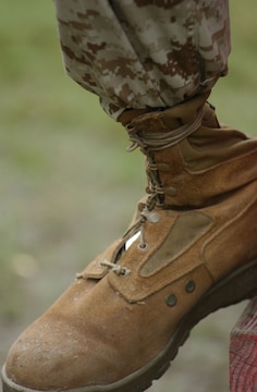 1st Lt. Charles E. Hayter, a 26-year-old native of Billings, Mont., once again leads Marines as a platoon commander with 3rd Battalion, 6th Marine Regiment. Hayter's right leg was amputated at mid-shin after he stepped on an Italian toe-popper landmine while on operations in Afghanistan. (Official U. S. Marine Corps photo by Sgt. G. S. Thomas)