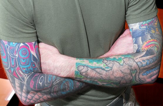 MARINE CORPS BASE CAMP LEJEUNE, N.C. - Marines will be prohibited from getting sleeve tattoos beginning April 1. Those who already have them will be grandfathered into this new policy keeping them competitive for promotions.