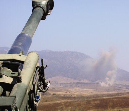 A 155mm TNT-packed round traveled nearly three miles after being fired from the M777 Lightweight Towed Howitzer before impacting into the Camp Pendleton training area, Aug. 17.