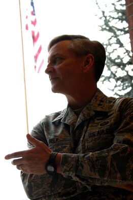 Maj. Gen. Kip Self views an area of the the U.S. Air Force Expeditionary Center while leading a distinguished visitor tour on Feb. 10, 2009, on Fort Dix, N.J.  General Self has served as the USAF EC commander since May 2007.  (U.S. Air Force Photo/Tech. Sgt. Scott T. Sturkol)