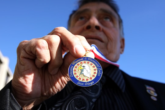 The Veterans Museum and Memorial Center of San Diego medal was presented to Angel Aviles, president of Military Officers Association of America Pendleton Chapter, Nov. 5, in acknowledgment of being selected as the 2010 Veteran of the Year for his outstanding and invaluable service to the community. Aviles has served this nation since 1953 as a soldier, a coast guardsman, a U.S. Custom Service Inspector and an Intelligence officer.