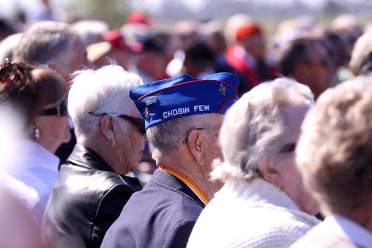 The surviving heroes of the Chosin Reservoir battle, known as the "Chosin Few," stood out gallantly among the crowd of Marines, sailors and distinguished guests who attended a monument dedication ceremony at the Camp Pendleton South Mesa Club, Sept. 15. During the battle, Marines and soldiers fought against more than 100,000 Chinese troops, and was one of the major battles of the three-year war with Korea.