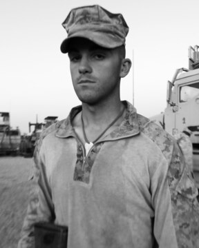 Cpl. Joshua Kelley serves as a vehicle commander and navigator with Combat Logistics Company, Combat Logistics Battalion 6 - an element of 2nd Marine Logistics Group (Forward). The Fairborn, Ohio native currently serves in Afghanistan along with three other Marine Corps reservists from Military Police Company Charlie, based in Dayton, Ohio. The four also deployed to Iraq together in 2009. (U.S. Marine Corps photo by Sgt. Justin J. Shemanski)