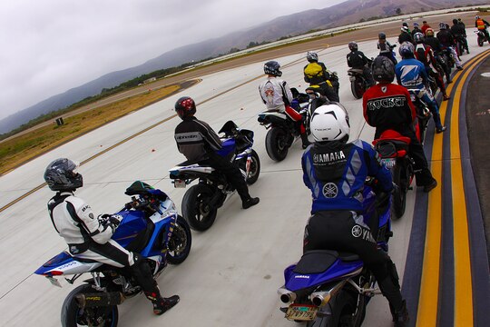 Motorcyclists prepare to take off during the second “Fun Day on the Runway,” at Camp Pendleton’s Marine Corps Air Station’s runway, Sept. 24. The motorcycle track day, training and safety event hosted by Semper Ride, featured classes and clinics on bike safety, ramp and street freestyle demonstrations, a bike show competition and vendors to educate Marines, sailors and their family members about motorcycle safety.