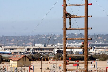The Stairway to Heaven is an obstacle that requires recruits to climb to the top of a 30-foot ladder like structure and climb back down the other side aboard Marine Corps Recruit Depot San Diego. The purpose is have recruits face any fear of heights and gain confidence through their accomplishments. 