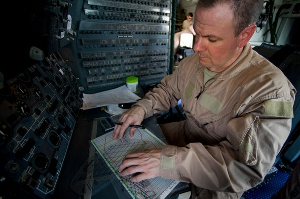 U.S. Air Force Tech. Sgt. Chris Whynott, a flight engineer with the 908th Expeditionary Air Refueling Squadron, performs pre-flight checks on a KC-10 Extender at an undisclosed location in Southwest Asia, Feb. 24, 2012. The 908th EARS provides critical air refueling to aircraft in the area of responsibility, delivering more than one million gallons of fuel to the fight every day. In 2011, the 908th EARS offloaded more than 390 million pounds of fuel to more than 28,000 aircraft, and flew more than 36,700 hours in almost 4,600 missions. The average sortie length for a KC-10 mission in Southwest Asia is about eight hours.(U.S. Air Force photo by Staff Sgt. Greg C. Biondo)