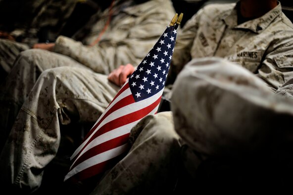 U.S. Marines board an Air Force C-17 Globemaster III during a redeployment mission at Camp Bastion Airfield, Afghanistan, Sept. 11, 2012. The Afghan National Security Forces and U.S. forces have worked closely and effectively to transition control of security in Afghanistan. (U.S. Air Force photo/Staff Sgt. Clay Lancaster/ Released) 