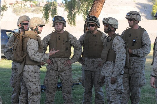 Marines and Sailors provide medical aid and disaster assistance at Kiwanis Park in Yuma, Ariz. during a Humanitarian Assistance/Disaster Recovery Exercise conducted by Marine Aviation Weapons and Tactics Squadron One Weapons and Tactics Instructor Course, April 19. The exercise was conducted to test and improve students' capabilities to evaluate, plan and execute support to civilians impacted by conflict and/or natural disasters.  As the first HA/DR training operation conducted as a part of WTI, ground, aviation and support Marines and Sailors worked as a cohesive team to practice delivering medical personnel, supplies and vital natural resources to sustain people displaced from their communities.