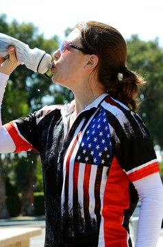 Jennifer Marino, a retired major, is cycling more than 2,700 miles, through 17 states, over the span of 77 days to meet with American Gold Star Mothers and their families in commemoration of service members killed in combat. One of Marino’s stops is the Northwood Gratitude and Honor Memorial in Irvine, Calif. where she gathered rubbings of the names of several service members. She plans to hand deliver the names to some of the families she will visit as she crosses the country.