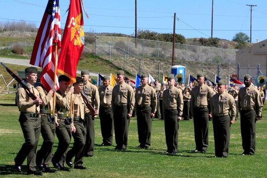 Marine Unmanned Vehicle Squadron 4 had its first change of command ceremony since its re-activation in 2011 at Camp Talega here, Feb. 22.
The 1st Marine Division Band played as attendees and honored guests viewed static displays of the squadron’s RQ-7B Shadow, an unmanned aerial vehicle first launched from Yuma in Sept. 2010.