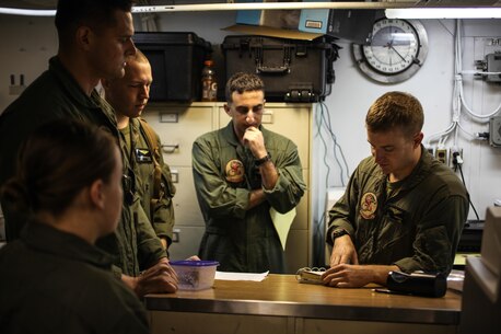 Captain Joshua E. Carpenter, an MV-22 Osprey pilot for Marine Medium Tiltrotor Squadron 265 (Reinforced), 31st Marine Expeditionary Unit, briefs his co-pilot and crew chiefs in preparation for an aerial assault here, July 21. The Marines and Sailors of the 31st MEU and Amphibious Squadron 11 are part of an integrated force of approximately 18,000 U.S. service members training alongside approximately 9,000 Australian service members in the fifth iteration of Talisman Saber 2013, a month-long biennial exercise designed to enhance multilateral collaboration in support of future combined operations, natural disaster, humanitarian and emergency response. The 31st MEU is the Marine Corps’ force in readiness for the Asia Pacific region and the only continuously forward-deployed MEU. 
