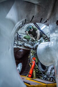 Corporal Garret J. Madson (left), a 22-year-old native of Henderson, La., and Cpl. Josh L. Loudermeck, a 30-year-old native of Taylorsville, N.C., both airframe mechanics with Marine Medium Tiltrotor Squadron 265 (Reinforced), 31st Marine Expeditionary Unit, finish taking out the engine of an AV-8B Harrier II jet inside the hangar bay here, Sept. 6. The Marines with the maintenance section of VMM-265 (Rein) work 24-hour shifts to ensure that the aircraft are constantly ready. Marines and Sailors with Company E., Battalion Landing Team 2nd Battalion, 4th Marines, 31st Marine Expeditionary Unit, offload from an MV-22 Osprey with Marine Medium Tiltrotor Squadron 265 (Reinforced), 31st MEU, to participate in Exercise Koolendong 13 here, Aug. 30. The 31st MEU is moving a battalion-sized force more than 300 miles inland from the Port of Darwin to conduct a live-fire training exercise. Also participating in the exercise is the Marine Rotational Force – Darwin and soldiers of the 5th Royal Australian Regiment. The 31st MEU brings what it needs to sustain itself to accomplish the mission or to pave the way for follow-on forces. The 31st MEU is the Marine Corps' force in readiness for the Asia-Pacific region and the only continuously forward-deployed MEU. 