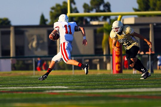 CAMP PENDLETON, Calif. -- The 1st Light Armored Reconnaissance Battalion Highlanders controlled the field and finished victorious, 28 – 8 against the 1st Marine Logistics Group Beast, during the 2nd week of the Commanding Generals Cup Football League, at the Paige Fieldhouse football field, Aug. 19.

