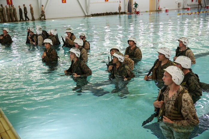 Co B Plunges Into Water Survival Skills Training