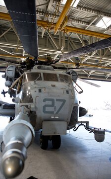 CH-53E Super Stallion airframe mechanics with Marine Heavy Helicopter Squadron (HMH) 462, work on the hydraulic systems that help the rotor blades function on top of a Super Stallion aboard Marine Corps Air Station Miramar, Calif., July 10. Airframe mechanics ensure that the aircraft is constantly maintained in order to promote their respective units’ mission readiness.