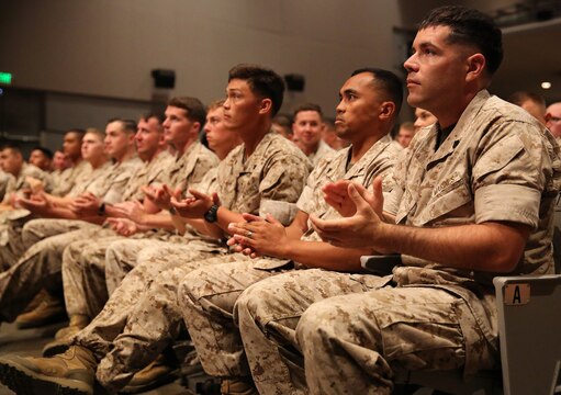 Medal of Honor recipient Cpl. William “Kyle” Carpenter visited Marines on Camp Pendleton, June 23. Carpenter met and talked with Marines at the base theater, answering their questions and sharing his personal experience. Carpenter then met and took photos with units from across Camp Pendleton. 

Carpenter received the Medal of Honor during a ceremony at the White House on June 19, 2014 for his courageous actions while serving as an automatic rifleman in Helmand province, Afghanistan on Nov. 21, 2010. 

For more information about Cpl. Kyle Carpenter please visit http://www.marines.mil/moh/medalofhonor.aspx