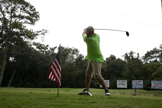 Marines and sailors from Marine Corps Air Station Beaufort and Marine Corps Recruit Depot Parris Island participated in the Fourth Annual Tee It Up For The Troops, a free golf tournament held at the Sea Pines Country Club in Hilton Head, Oct. 3.The tournament pairs service members with country club members for a day of golf followed by an award ceremony and cookout. The event forwards 95 percent of the proceeds raised directly to disabled veterans and their families. 
