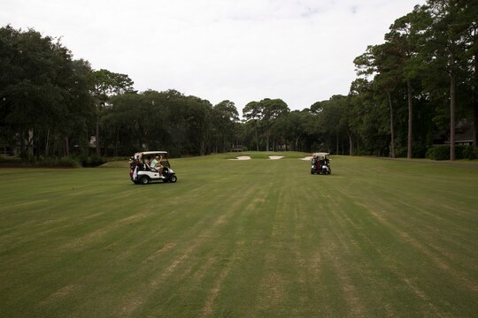 Marines and sailors from Marine Corps Air Station Beaufort and Marine Corps Recruit Depot Parris Island participated in the Fourth Annual Tee It Up For The Troops, a free golf tournament held at the Sea Pines Country Club in Hilton Head, Oct. 3.The tournament pairs service members with country club members for a day of golf followed by an award ceremony and cookout. The event forwards 95 percent of the proceeds raised directly to disabled veterans and their families. 
