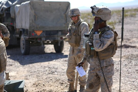 Corporal Osmar S. Gorish, a section chief for Battery A, 1st Battalion, 11th Marine Regiment, 1st Marine Division, verifies that his M777 155mm Howitzer is adjusted correctly during Exercise Desert Scimitar 2015 aboard Marine Corps Air Ground Combat Center Twentynine Palms, Calif., April 20, 2015. The tough, realistic live-fire training central to Desert Scimitar allows Division units to train in order to maintain readiness and meet current and real-world operational demands.