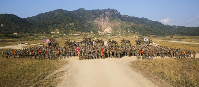 ROK and U.S. Marines share experience during combined arms training in the Republic of Korea during 2nd Battalion, 3rd Marines, deployment to the Pacific.