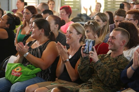 MARINE CORPS BASE HAWAII - Parents and family attend a Christmas concert for Mokapu Elementary School  at the school’s auditorium aboard Marine Corps Base Hawaii Dec. 17, 2015. The audience watched as students sang songs and performed for them. The students celebrated the Christmas season with a concert to showcase what they have learned, and have been practicing for the concert since August. Every grade participated and dressed up for the concert. (U.S. Marine Corps Photo by Lance Cpl. Jesus Sepulveda Torres)