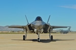 The F-35 Lightning II makes its first appearance at Luke Air Force Base, Ariz., March 10, 2014. The aircraft was flown in directly from the Lockheed Martin factory at Fort Worth, Texas. Air Force photo by Staff Sgt. Dariene Seltmann