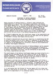 Pres release announcing creation of DIA.