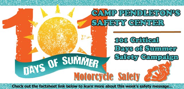 Motorcycle Safety is everyone's business. The motorcycle driver, the passenger, and the cars on the road...they all share responsibility.

With that in mind, drivers of all vehicles, whether you’re driving a SUV, passenger car or truck, must be extra attentive. Make sure you “Share the Road”. Motorcycle riders are reminded to follow the rules of the road and wear Personal Protective Equipment (PPE). 

All vehicle operators are reminded to never drive or ride while distracted. Increasing safe riding behavior and cooperating with all motorists and motorcyclists, we can reduce the number of fatalities and injuries on and off base.

Check out the factsheet link below to learn more...