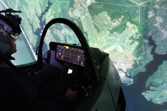 Pilots in Eglin Air Force Base, Florida, use Full Mission Simulators as part of their training with F-35s. The F-35 simulators can also be found at Marine Corps Air Station Yuma, Arizona, where Marine Fighter Attack Squadron (VMFA) 121 trains. The F-35 Full Mission Simulator accurately replicates all sensors and weapons to provide a realistic mission rehearsal and training environment. (Courtesy photo, Lockheed Martin)