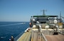 The Spanish patrol boat Infanta Elena, left, escorts the container ship MV Cape Ray through the Strait of Gibraltar en route to the Mediterranean Sea June 26, 2014. The U.S. government-owned MV Cape Ray was modified and deployed to the eastern Mediterranean Sea to dispose of Syrian chemical agents in accordance with terms Syria agreed to in late 2013. U.S. Navy photo by Mass Communication Specialist Seaman Desmond Parks