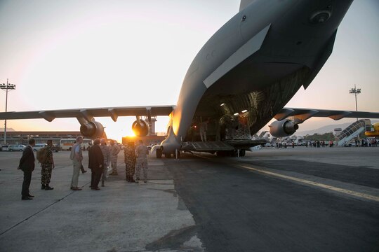 The U.S. Air Force 36th Contingency Response Group arrived in a C-17 Globemaster III Aircraft May 5 at Tribhuvan international airport to support the ongoing multinational relief effort following the April 25 earthquake in Nepal. The 36th Contingency Response Group arrived with a 28-man team consisting of pilots, mechanics, medical personnel and other trained airmen in order to provide aid to the country. The Nepalese Government requested the U.S. Government’s help after the earthquake. USAID is a U.S. Government agency that gives civilian foreign aid in time of natural disasters. 