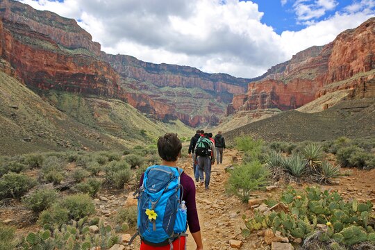 Marines hike up from the plateau near the base of the Grand Canyon during the Single Marine Program Grand Canyon Trip, May 16.The Single Marine Program offers trips to different recreational destinations such as Big Bear Lake, the Grand Canyon, Las Vegas and San Francisco. For more information on the available programs, please visit http://www.mccscp.com/smp