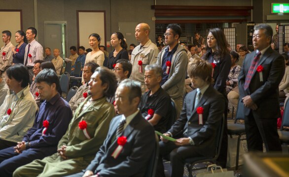 Station and city officials recognized Japanese civilians during a Length of Service Award Ceremony at the Club Iwakuni ballroom for their work and dedication at Marine Corps Air Station Iwakuni, Japan, Oct. 22, 2015. The Length of Service Award Ceremony recognizes the Japanese civilian’s dedication and passion while working on the installation. The attendees continuously contribute to building and maintaining trust between the U.S. and Japan by giving extra effort in in their duties that help the air station operate smoothly.