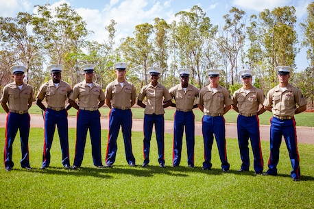 U.S. Marines with 1st Battalion, 4th Marine Regiment, Marine Rotational Force – Darwin pose after graduating from the Australian Subject One Corporal Course, Sept. 18 at Robertson Barracks, Northern Territory, Australia. Participation in the junior leadership course gave the allied Marines and Australian soldiers the opportunity to learn about each other’s standard operating procedures, tactics, techniques and procedures to further increase their ability to work together effectively.  