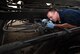 Staff Sgt. Matthew Trevino, a 386th Expeditionary Logistics Readiness Squadron material handling equipment mechanic, checks for defects on the solenoids of a 60K cargo loader at an undisclosed location in Southwest Asia, March 15, 2016. The material handling equipment section of the vehicle maintenance flight is responsible for maintaining and servicing heavy equipment on base such as fire trucks, cargo loaders, and forklifts. (U.S. Air Force photo by Staff Sgt. Jerilyn Quintanilla) 