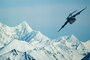 An Air Force C-17 Globemaster III aircraft conducts a low-level flight during Large Package Week at Joint Base Elmendorf-Richardson, Alaska, Apr. 5, 2016. Air Force photo by Senior Airman James Richardson