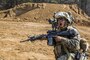 Marine Cpl. Edilberto Olguin shouts a command during a live-fire exercise as a part of the Korean Marine Exchange Program on Camp Rodriguez, South Korea, April 7, 2016. The bilateral event gives Marines from the two nations the opportunity to train side-by-side. Marine Corps photo by Cpl. Ryan C. Mains