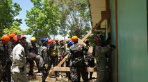 Members of the Armed Forces Philippines place a raker shore against a simulated partially collapsed structure during Balikatan 2016, April 09, 2016, Camp Capinpin, Philippines.  The Hawaii National Guard CERF-P team is supporting Balikatian 2016 through the National Guard State Partnership Program with the aim of building capability across the disaster response forces of both countries. Balikatan, which means "shoulder to shoulder" in Filipino, is an annual bilateral training exercise aimed at improving the ability of Philippine and U.S. military forces to work together during planning, contingency and humanitarian assistance and disaster relief operations.
