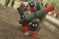 U.S. Marine Corps recruits with Company C., 1st Recruit Training Battalion, Recruit Training Regiment, conduct Pugil Stick training as part of Marine Corps Martial Arts Program training at Leatherneck Square on Marine Corps Recruit Depot Parris Island, South Carolina, August 2, 2016. The MCMAP training helps to create a warrior ethos by utilizing armed and unarmed techniques from various martial arts styles. 