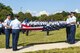 Airmen from the National Air and Space Intelligence Center participate in a retreat ceremony at Wright-Patterson Air Force Base, Ohio, Aug. 1, 2016. Retreat ceremonies serve a twofold purpose to signal the end of the official duty day and to pay respect to our nation's flag. Because the time for the end of the duty day varies, the commander designates the specific time for the retreat ceremony. (U.S. Air force photo/Tech. Sgt. Eunique P. Thomas)