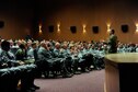U.S. Air Force Chief of Staff Gen. David L. Goldfein speaks to 39th Air Base Wing Airmen Aug. 17, 2016, at Incirlik Air Base, Turkey. Goldfein explained to the Airmen, their role in his vision for the future of the U.S. Air Force. (U.S. Air Force photo by Airman 1st Class Devin M. Rumbaugh)