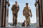 Marine Corps Gen. Joseph F. Dunford, chairman of the Joint Chiefs of Staff, walks with Air Chief Marshal Sir Stuart Peach, chief of the Defense Staff of the United Kingdom, at the Pentagon, Aug. 26, 2016. DoD photo by Navy Petty Officer 2nd Class Dominique A. Pineiro