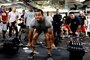Navy Lt. Cmdr. Michael Blackman lifts 495 pounds during a deadlifting event aboard amphibious assault ship USS Boxer in the Pacific Ocean, Aug. 25, 2016. The Boxer is operating in the U.S. 3rd Fleet area of operations.  Navy photo by Petty Officer 1st Class Brian Caracci