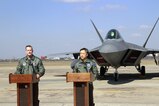 OSAN AIR BASE, Republic of Korea - United Nations Command, U.S. Forces Korea deputy commander and U.S. Seventh Air Force commander, Lt. Gen. Terrence O'Shaughnessy and Lt. Gen. Lee, Wang-kuen, ROK Air Force Operational Commander, speak to Korean and international media at Osan Air Base after the US Air Force F-22 “Raptor” flight. “The ROK and U.S. combined Air Forces remain ready to deter North Korean threats, and are postured to defeat them with the strength of our combined air combat capability,” Lt. Gen. Lee said.
