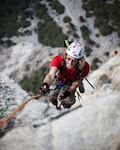 Veteran Chad Jukes, who lost his right leg in 2006 in Iraq, doesn’t let his disability stop him from making the extremely difficult climb up El Capitan in Yosemite National Park. Photo by Cheyne Lempe 
