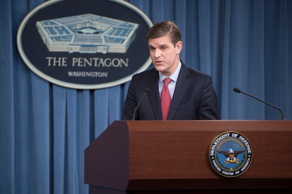 Pentagon Press Secretary Peter Cook conducts a news conference with reporters at the Pentagon, Jan. 27, 2016. DoD photo by Navy Petty Officer 1st Class Tim D. Godbee