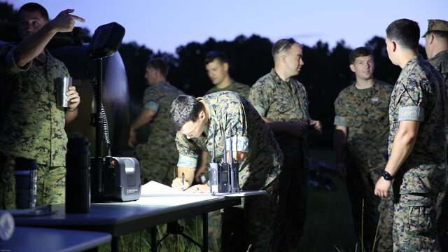 Marines with Marine Corps Air Station Cherry Point’s Explosive Ordnance Disposal unit set up the incident command post during a training exercise at Marine Corps Air Station Cherry Point, N.C., July 12, 2016. The training further refined the interoperability between Explosive Ordnance Disposal and Chemical, Biological, Radiological and Nuclear Defense. 