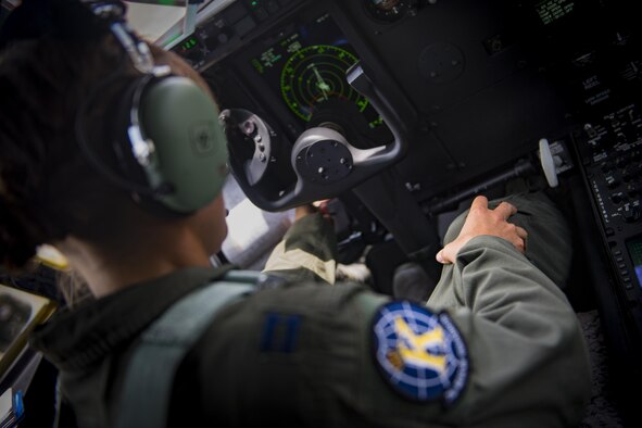 U.S. Air Force Capt. Christy Wise, 71st Rescue Squadron pilot, adjusts her prosthetic leg prior to taxiing in an HC-130J Combat King II, July 22, 2016, at Moody Air Force Base, Ga.  Wise is the first female to return to the pilot seat following an amputation. (U.S. Air Force Photo by Senior Airman Ryan Callaghan)
