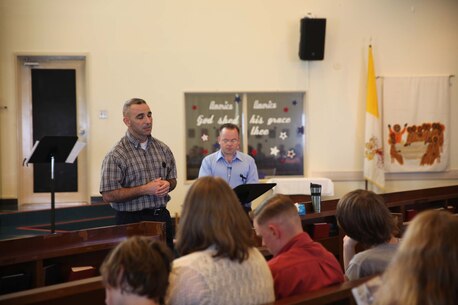 Col. George G. Malkasian, the camp commander of Camp Courtney and Camp McTureous, mourns this tragic incident deeply and gives a speech to the members of the Camp Courtney Chapel on June 5, 2016.