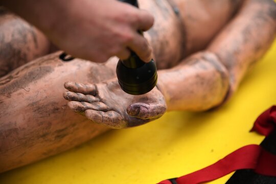 Simulated casualties are screened for chemicals after decontamination during exercise Habu Sentinel 16 at Disaster Village, Marine Corps Air Station Iwakuni, Japan, June 6, 2016. As the annual capstone exercise for the 3rd Marine Division, Chemical, Biological, Radiological and Nuclear defense platoon, Headquarters Battalion, III Marine Expeditionary Force, response element, this event encompasses multiple objectives specific to CBRN response and validates unit standard operating procedures in an unfamiliar training environment. (U.S. Marine Corps photo by Sgt. Jessica Quezada/Released)